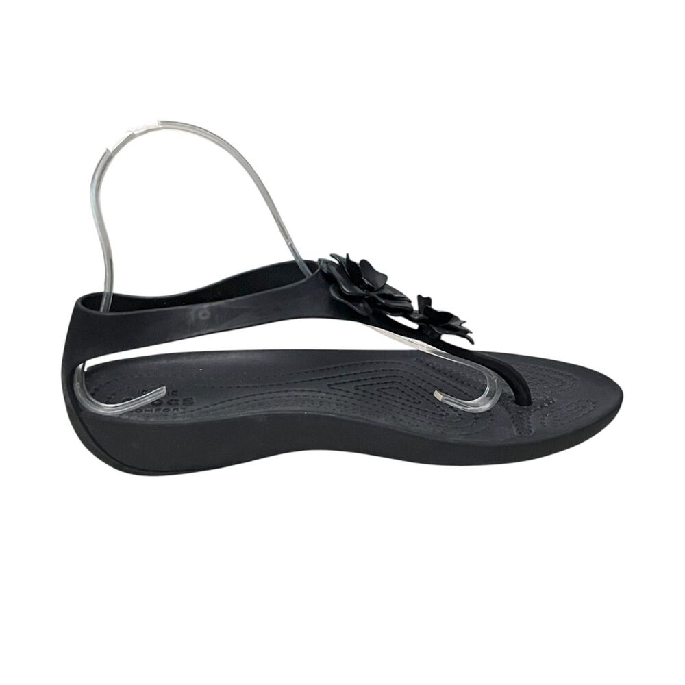 Crocs Serena Embellish Flip Black Floral Thong Sandals Comfort Women's 8 - Picture 5 of 12